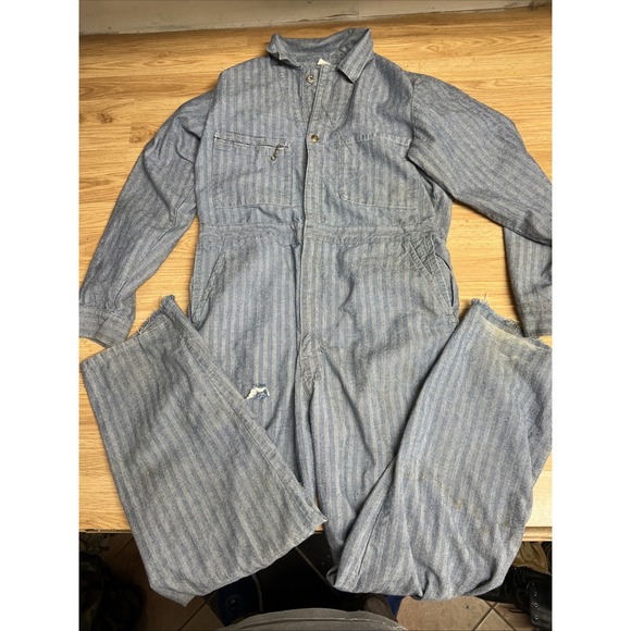 Vintage Lee 1950s Union-Alls Striped Canvas Workwear‎ Coveralls Size XL - Picture 1 of 10
